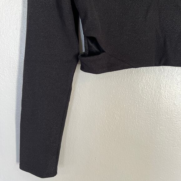 EXPRESS Women Sz S Small Black Countour Textured Cutout Long Sleeve Cropped Top - Picture 5 of 9